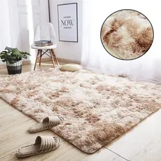 Tapete Sala e Quarto Peludo Felpudo 2,00 X 1,40 - Bege Mesclado Claro
