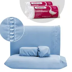 Kit Jogo Lençol 3 Peças Ponto Palito Queen + 2 Travesseiros Penas e Plumas de Ganso Confortável