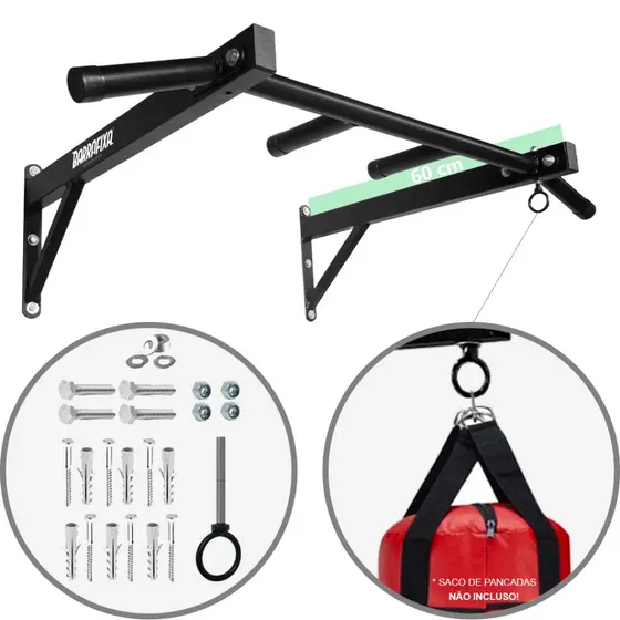 Barra Fixa Pegada Neutra E Aberta 60 Cm + Suporte Para Saco