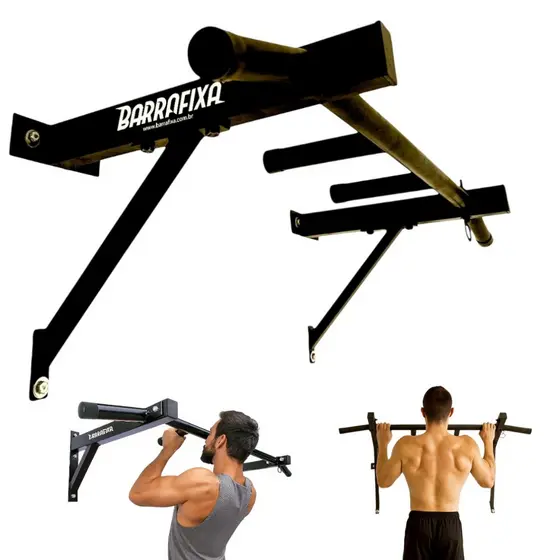 Barra Fixa De Parede Completa Pull-up Interna E Externa Preto