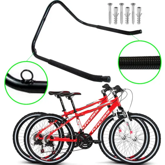 Suporte Gancho Parede Horizontal Para 2 Bikes Mountain Bike