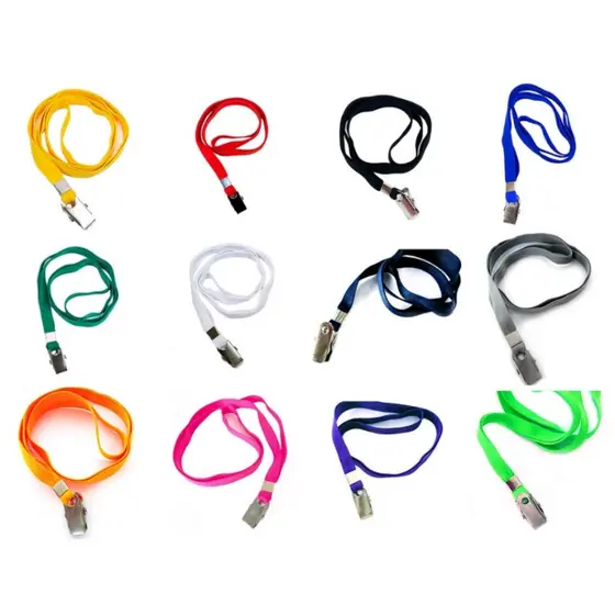 Cordão para Crachá 9mm Liso C/ Clips Jacaré Fixo | 10 unidades