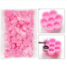 Kit 100/200/300 Batoques Flor Rosa Para Anel Suporte Para Cola Extensao De Cilios