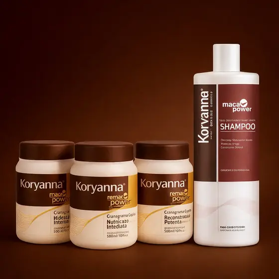 Kit Shampoo Koryanna 1 L – Cronograma Capilar Completo | Hidratação • Nutrição • Reconstrução