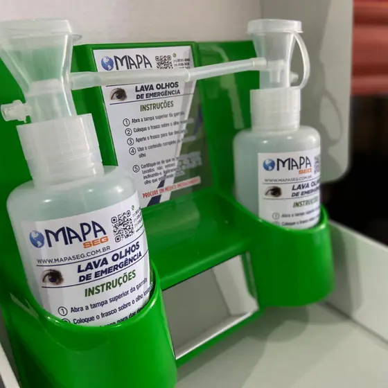 KIT LAVA OLHOS DE EMERGENCIA QUADRO COM 2 DUCHAS 500 ML MAPASEG