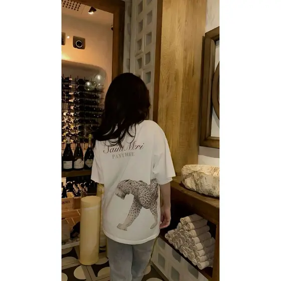 Camiseta Branca Onça 100 Algodão