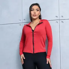 Casaco Feminino Academia Zíper Proteção Solar UV50 Jaquetinha Slim Dry Fit Fitness Blusa Treino Corrida