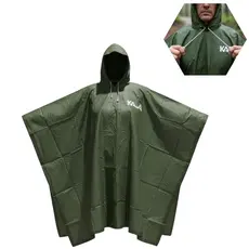 Poncho de Chuva Araguaia Verde Com Capuz e Botões Feita em PVC Laminado Soldado Eletronicamente Costura Selada.