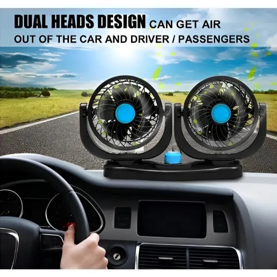 Ventilador De Cabeça Dupla Do Carro Veículo Aiker Automóvel Dc 12v Rotação 360°