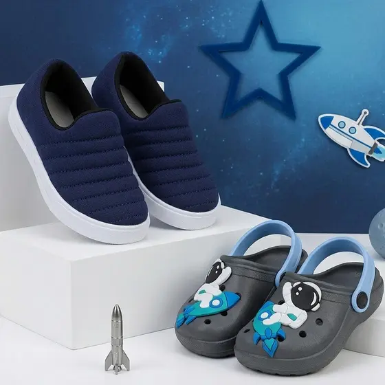 Kit Tênis Infantil Menino Calce Facil+Sandália Masculina Infantil Leve e Macia