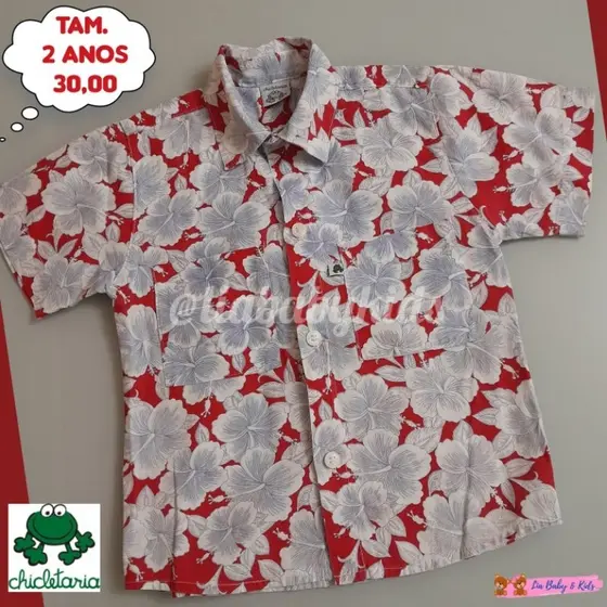Desapego Camisa Infantil Masculina Manga Curta - Chicletaria- Tamanho 02 anos