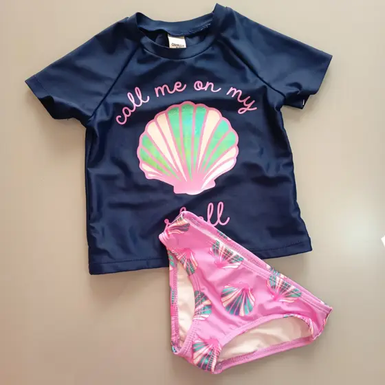 Conjunto De Banho Infantil Feminino Oshkosh - Tamanho 3 Anos - Roupa Praia/Piscina Menina