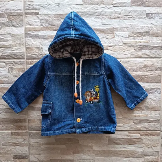 Casaco Infantil Masculino Jeans - Tamanho 12/18 Meses - Agasalho Bebê Menino