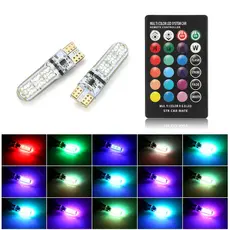 T10 LED 5050 SMD RGB Luz De Leitura Cúpula Carro Automóveis Lâmpada Com Controle Remoto