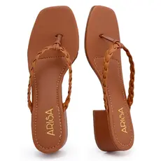 Tamanco De Dedo Salto Bloco Chinelo Com Saltinho Arisa
