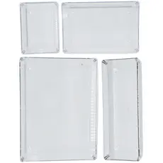 Kit 4 Organizadores De Gaveta Acrílico Empilhavel Multiuso Para Armários Cozinha Maquiagem