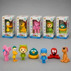 Kit 7 Bonecos Turma do Pocoyo de Vinil-Pocoyo, Pato, Elly, Sonequita, Loula, Nina e Fred-CardosoToys