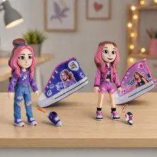Boneca Emilly Vick e Boneca Katlen Turma Dos Rosa Com Chaveiro e Bolsa Tênis - Nova Brink