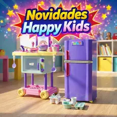 Kit Faz de Conta: Geladeira Mini Frost Color Roxa e Cozinha Riva Chef Completa Candy: TaTeTi