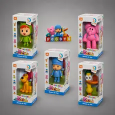 Kit 5 Bonecos Turma do Pocoyo de Vinil - Pocoyo, Pato, Elly, Loula, Nina - Cardoso Toys