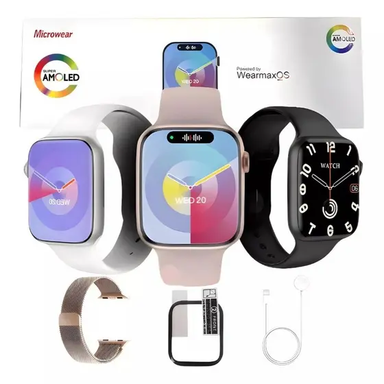 Relógio Smartwatch W99+ Plus Serie 9 Amoled Chat GPT 45mm Ilha Dinamica GPS Microwear Original
