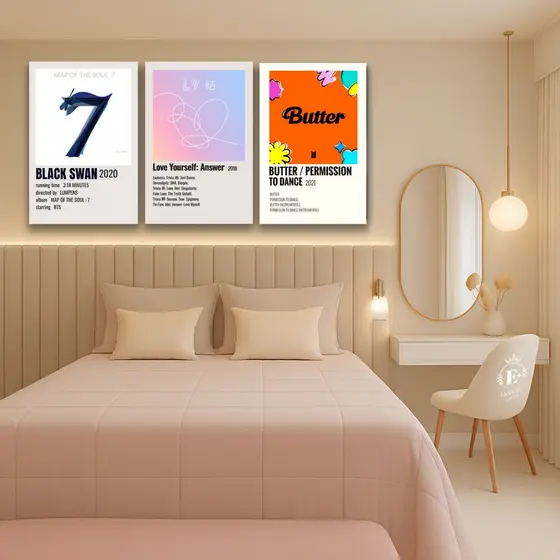 Quadros Decorativos Placas Album Discografia BTS K-Pop Coreanos