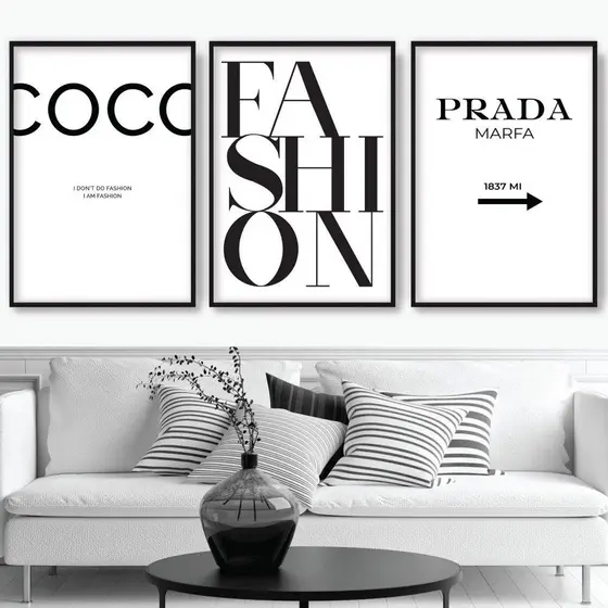 Quadros Decorativos 3 Peças Fashion Beauty Tendência Blogueira