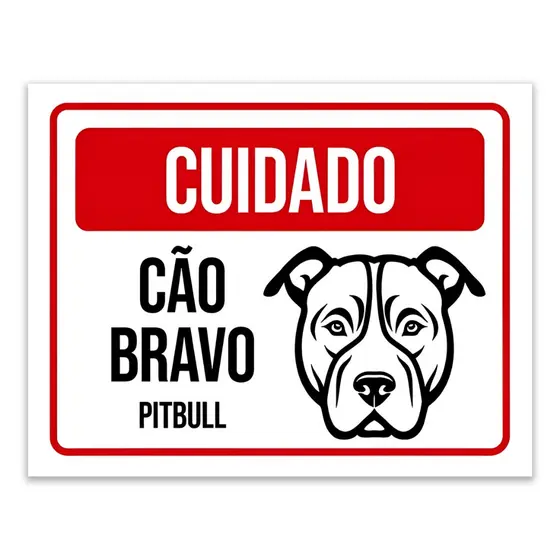 Placa Cão Bravo Pitbull Tamanho 20x30 ou 50x30