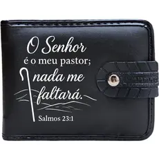 Carteira Masculina Porta Documentos Couro Ecológico Slim Cristã Gospel Presente Homem