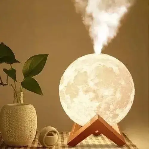 Abajur Umidificador Moon Luminária Led Touch Lua 3d Abajur