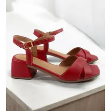 Sandália Feminina Social Salto Baixo Bloco Palmilha Macia Cores Nude,Preto,OffWhite,Vermelho