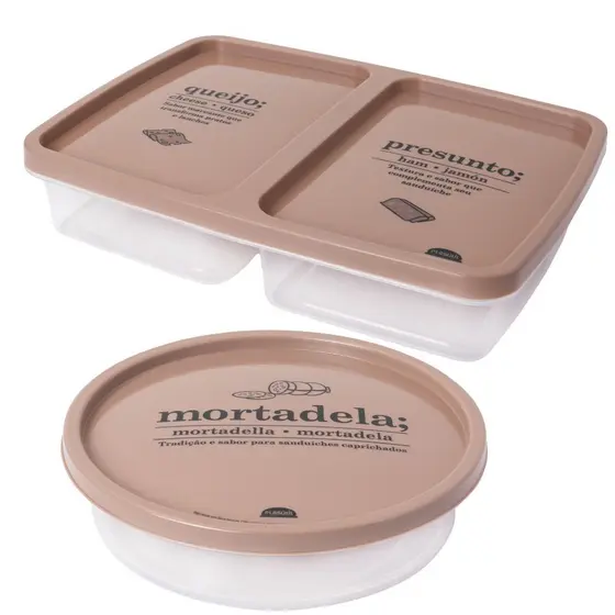 Kit porta frios e porta mortadela bege Plasutil