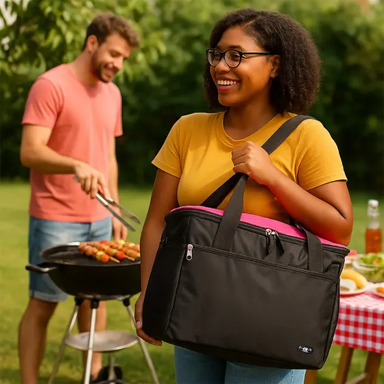 Bolsa Térmica 30L para Bolo de Pote Trufa Marmita Doces Delivery Reforçada com Alça e Zíper Duplo