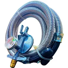 REGULADOR VISOR MEDIDOR DE GÁS E MANGUEIRA MALHA AÇO 1,5 Mts
