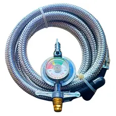regulador visor medidor de gás cooktop fogão  mangueira malha aço 1 metro reforçada