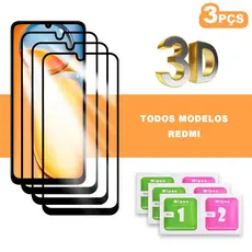Kit 3 Película 3D Vidro Temperado Compatível Com Xiaomi Redmi Note 13 Pro Note 12 Pro Note 11 Pro Note 10 Pro