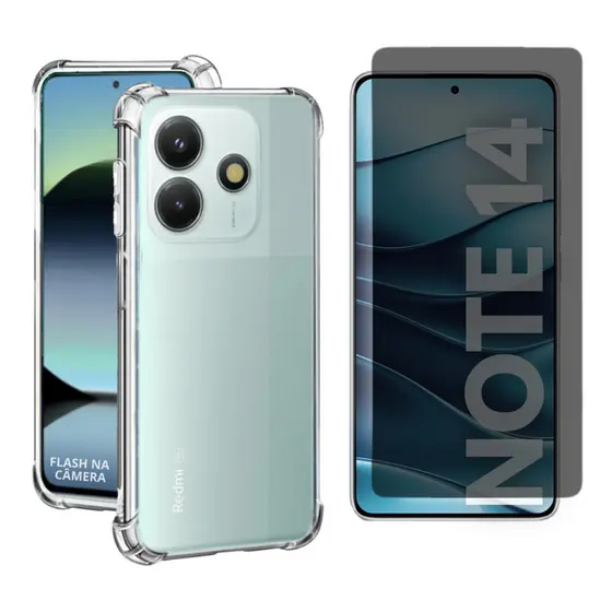 Capa Case Capinha Anti Impacto Compatível Com Redmi Note 14 4G + Película 3D Privacidade