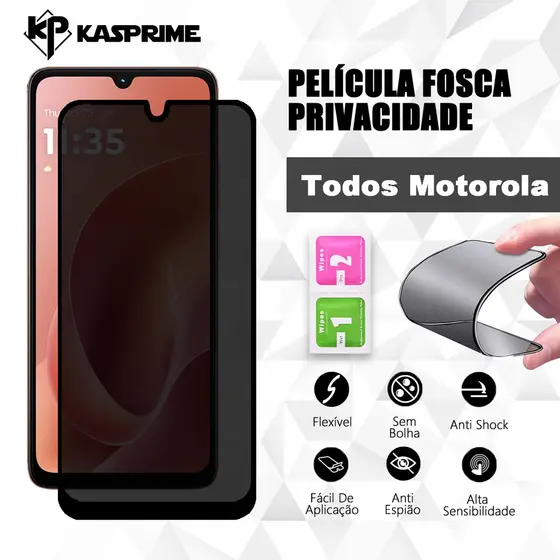 Película Cerâmica Privacidade Fosca Para Todos Motorola G86 G56 G06 G05 G15 G35 G84 G14 G54 G75 G04 G24 Anti Espião
