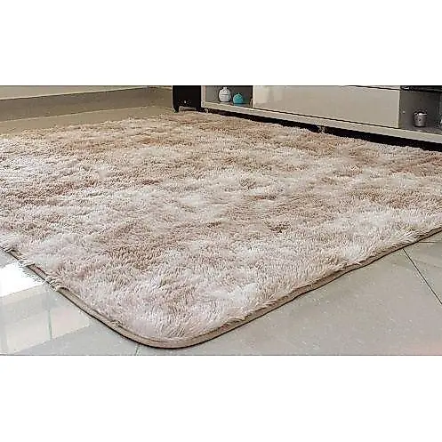 Tapete Sala e Quarto Peludo Felpudo 2,00 X 1,40 - Bege Mesclado Claro Confortável