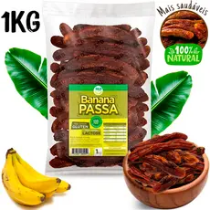 Banana Passa Desidratada Natural Zero Açúcar SUPER MACIA E SABOROSA Saudável 1kg 500g  MAIS VENDIDO