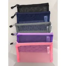 Estojo Porta Objetos de Nylon Com Zíper Necessaire Transparente Papelaria