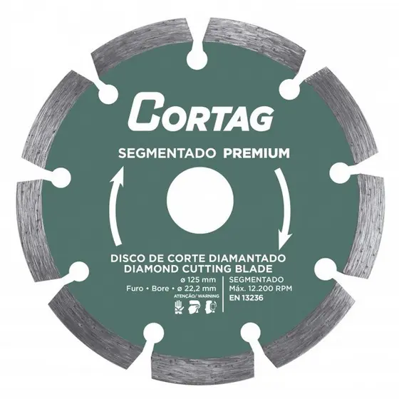 Disco de Corte Diamantado 125mm Premium Segmentado para Concreto Alvenaria Blocos de Concreto