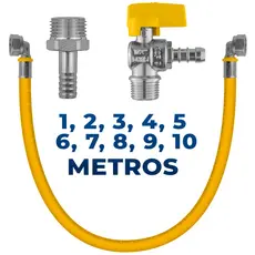 Kit Tubo PEX Gás 16mm GLP GN Prensado Pronto para Instalar 1 a 10m Multicamadas Registro Cotovelos Espigão