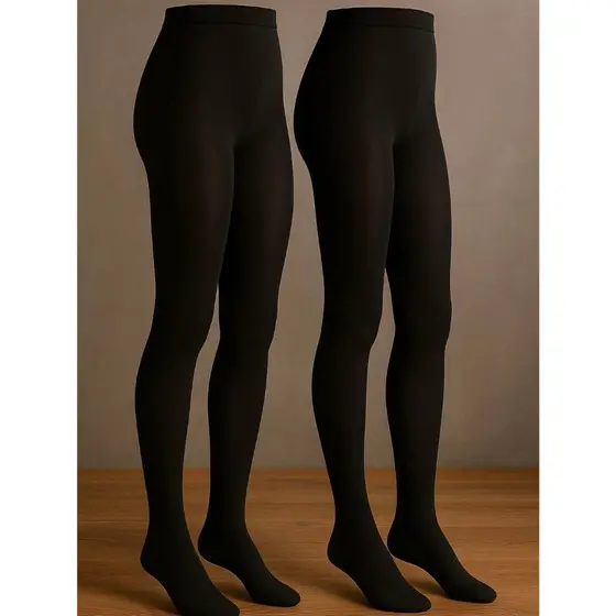 Kit 2 Meias Calça Térmica FIo 80 Feminina Flanelada Peluciada Adulta e Infantil Preta