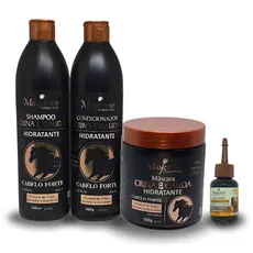 Kit Shampoo + Condicionador + Mascara + Reparador de Ponta Crina e Cauda 500g cacheados Maycrene Cabelos Lisos fortalece