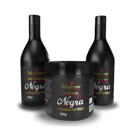 Kit Lama Negra Shampoo Condicionador Mascara 3 produtos cabelo escuro