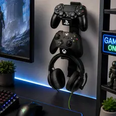 Suporte De Parede Para 2 Controles Compatível Com Xbox One, Ps3, Ps4, Ps5, Dualsense, Vertical, Mesa E Parede