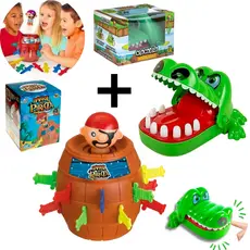 Brinquedo Barril Pirata, Jacaré Morde Dedo ou Kit — Jogo Infantil