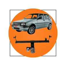 Engate Reboque Fiat Uno 1984 a 2003 Reforcel Fixo Tração 500kg Completo Homologado Preto Kit