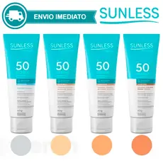 Protetor Solar Facial Sunless FPS 50 Farmax 60g A Escolher Incolor Bege Claro Médio Envio Imediato